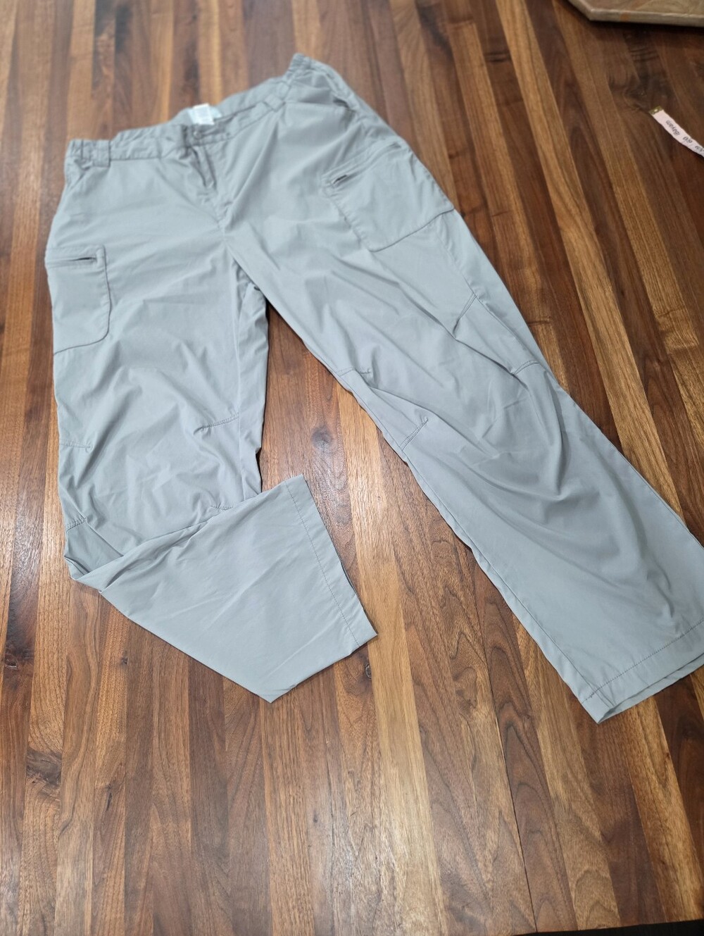 L.L. Bean Womens XL Reg Trail Hiking Pants Gray Nylon Stretch Zip Pockets SZ XL